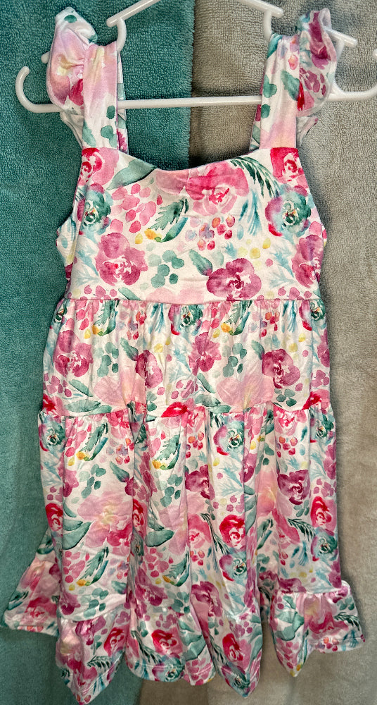 Watercolor Floral Ruffle Maxi Dress