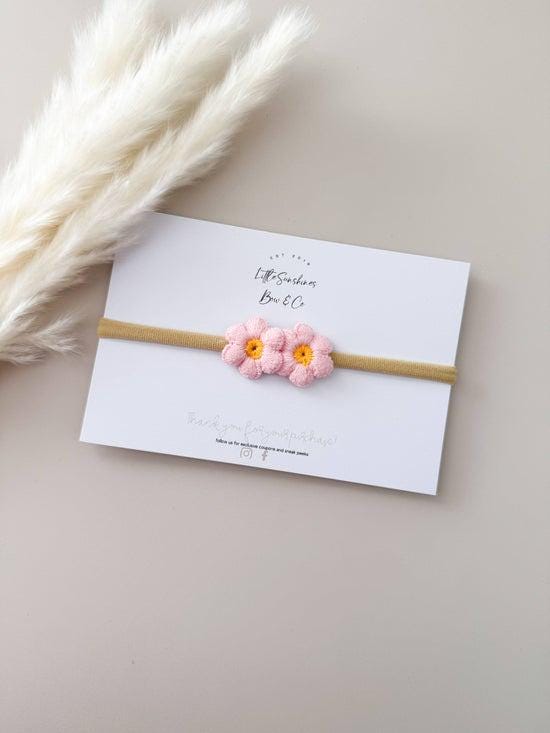Neutral Color Crochet Flowers Nylon Headband