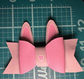 Pink & Gray Layered Bunny Ears Faux Leather Hair Bows