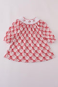 Red Santa Claus smocked dress