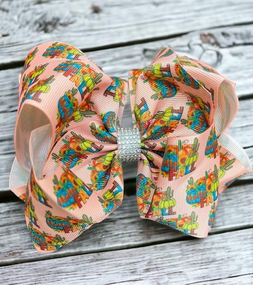 6.5" Double layer fall printed hair bows