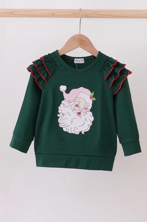 Forest Santa Claus applique ruffle top