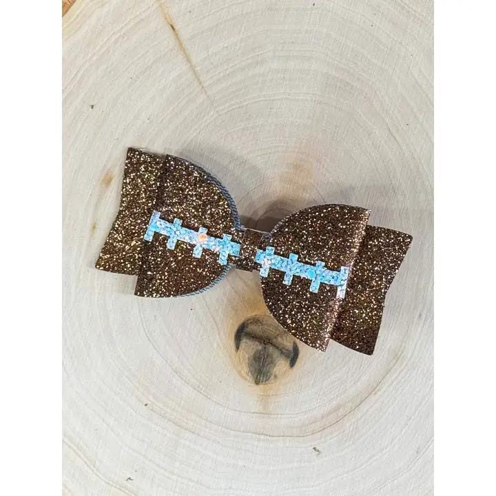 Football Faux Leather Hair bows