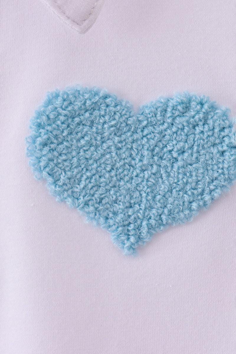 Blue heart french knot button down top