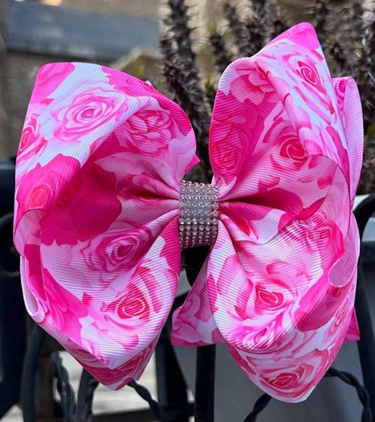 6.5" Rose Printed Hair Bows.