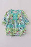 Green meadow splash ruffle bubble outfit