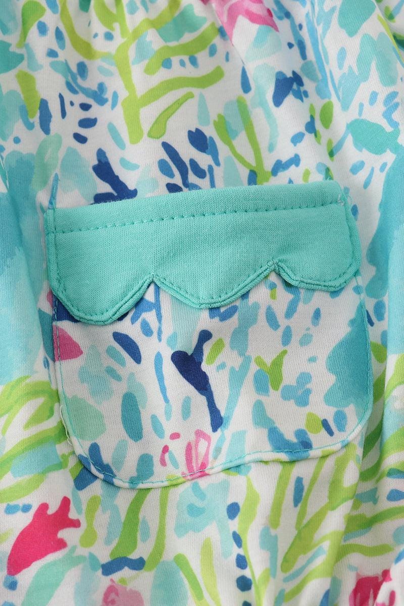 Green meadow splash ruffle bubble outfit