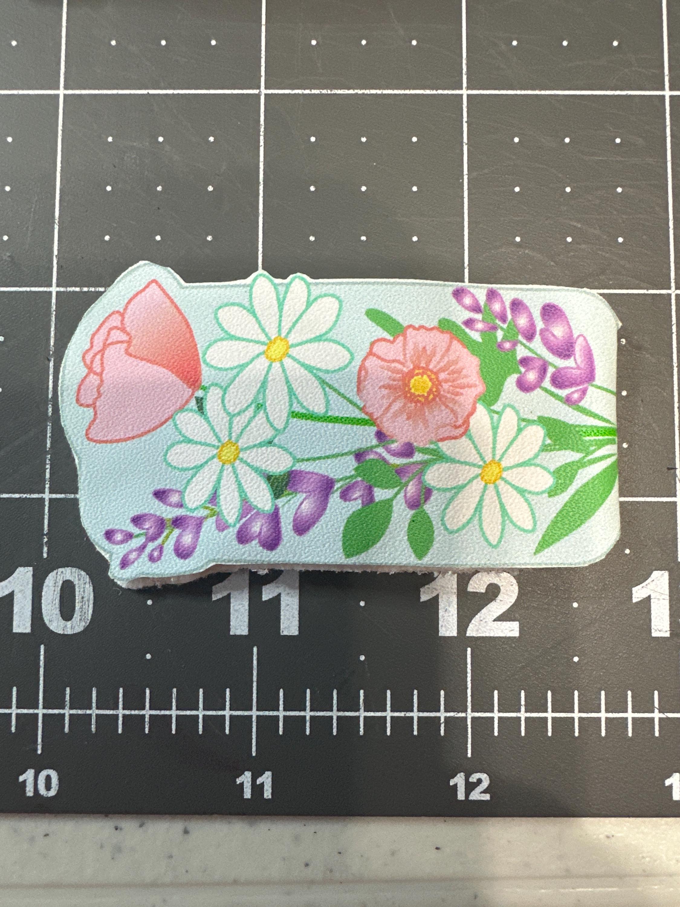 Pastel Spring Garden Faux Leather Hair Clip