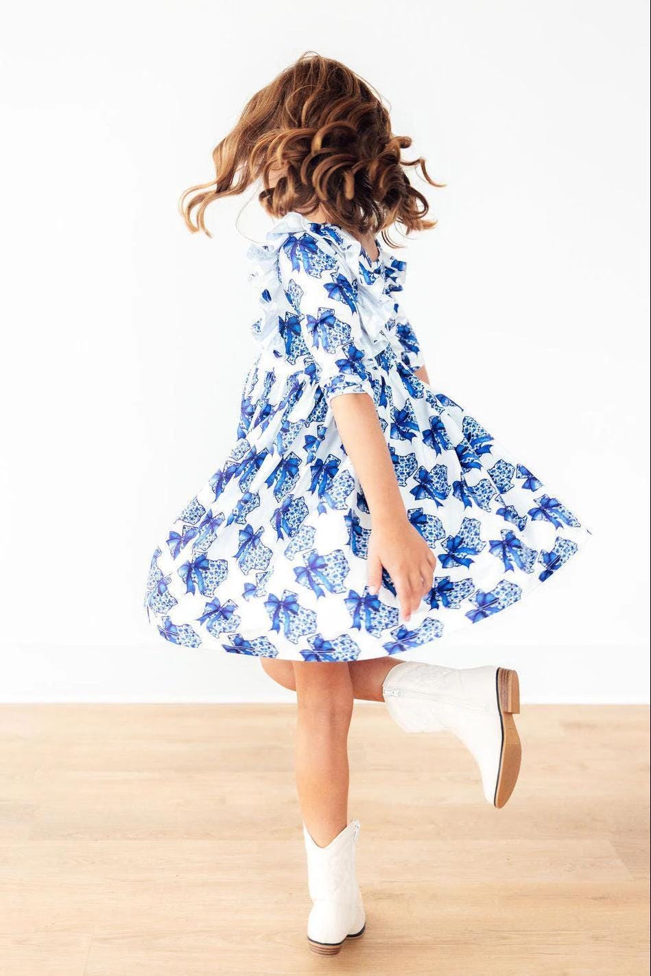 Lone Star 3/4 Sleeve Ruffle Twirl Dress