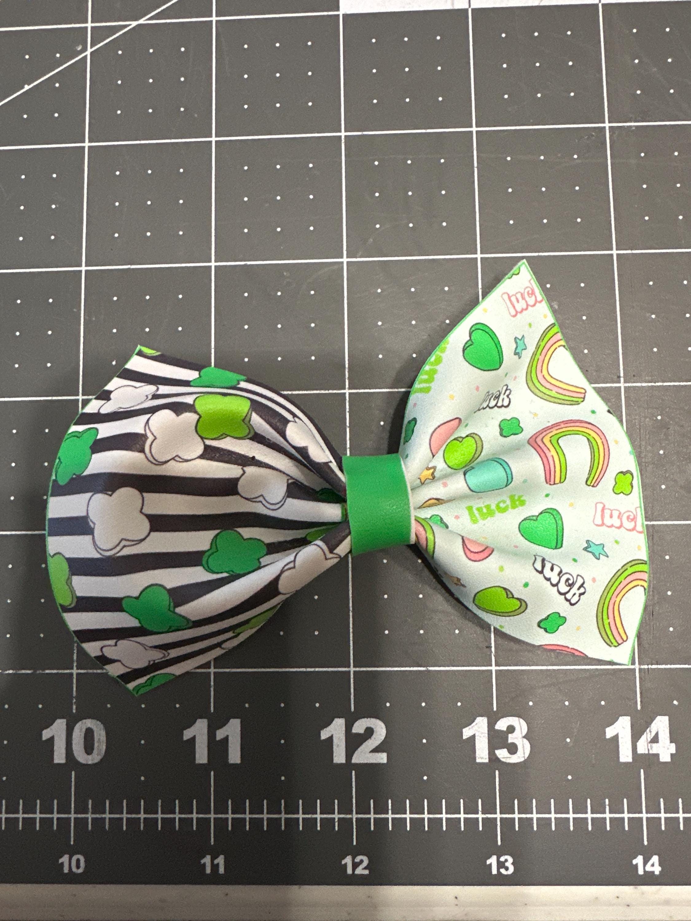 St Patrick's Day Hair Bow, Luck Faux Leather Clip