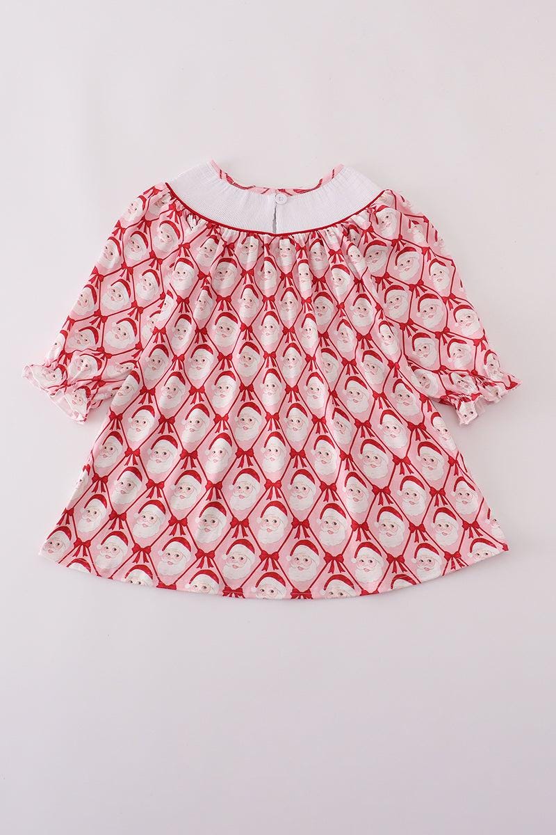 Red Santa Claus smocked dress