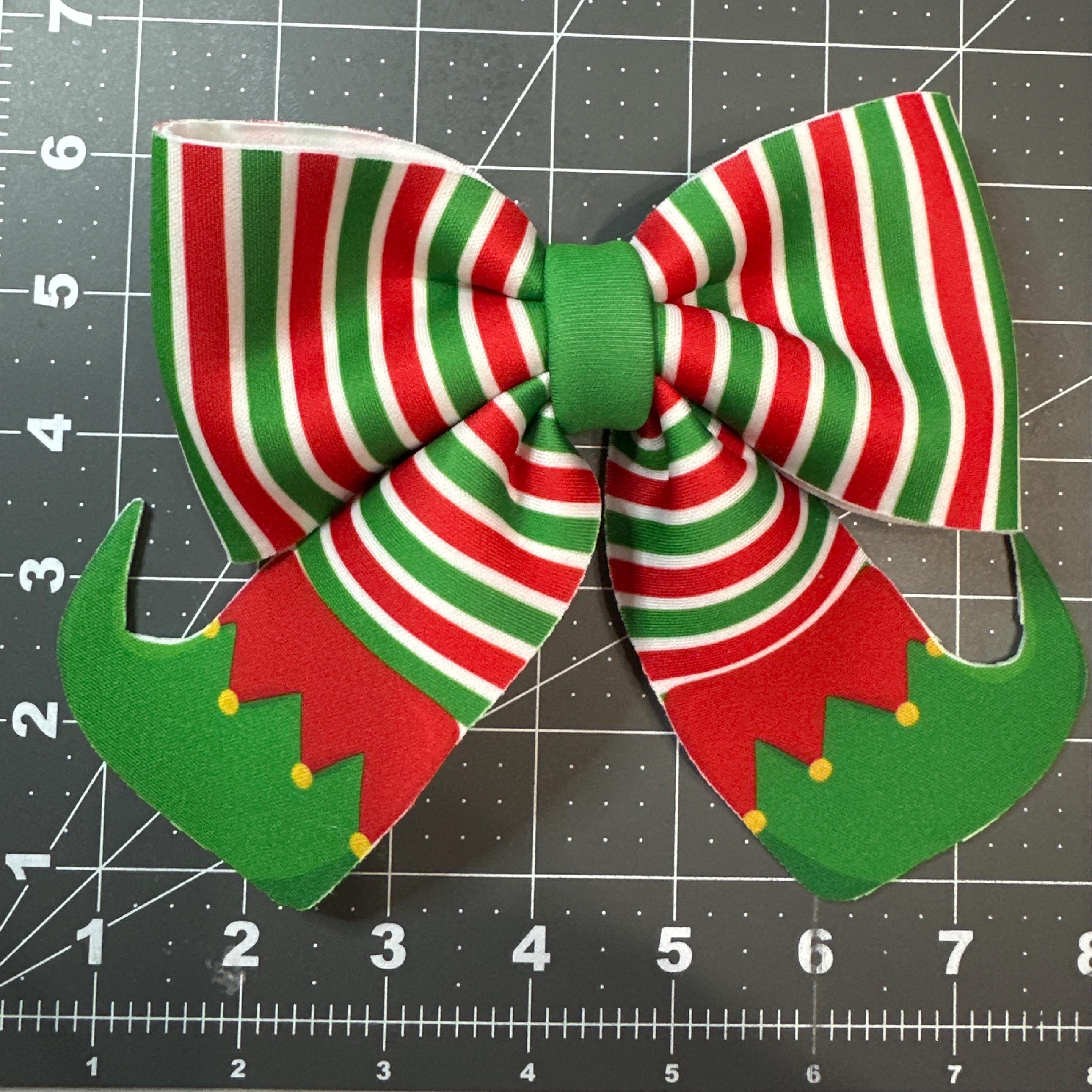Elf Stockings Layered Neoprene Hair Bows