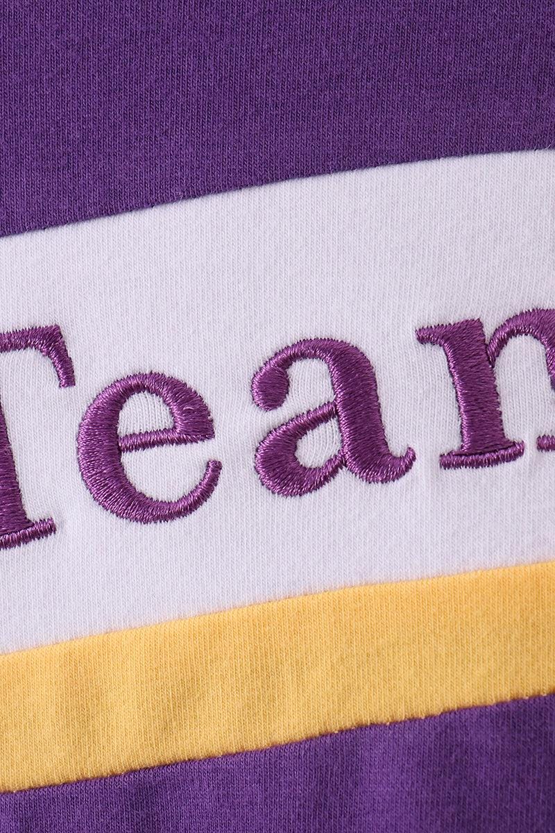 Purple LSU Go Team embroidery bubble