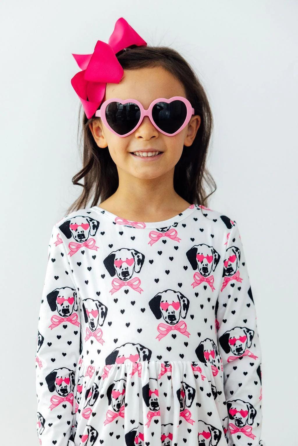 Love You Spots Long Sleeve Pocket Twirl Dress