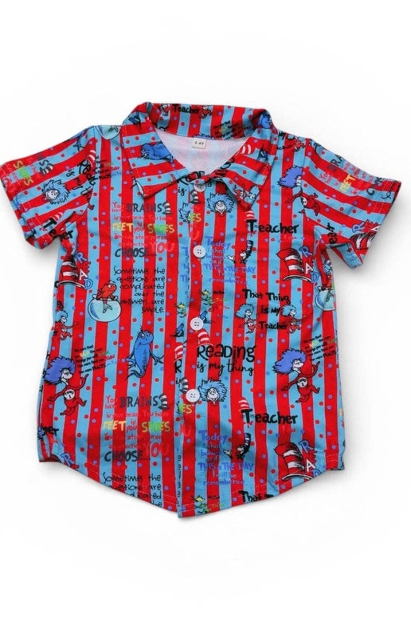 DR. S day multi printed collar neckline button up shirt