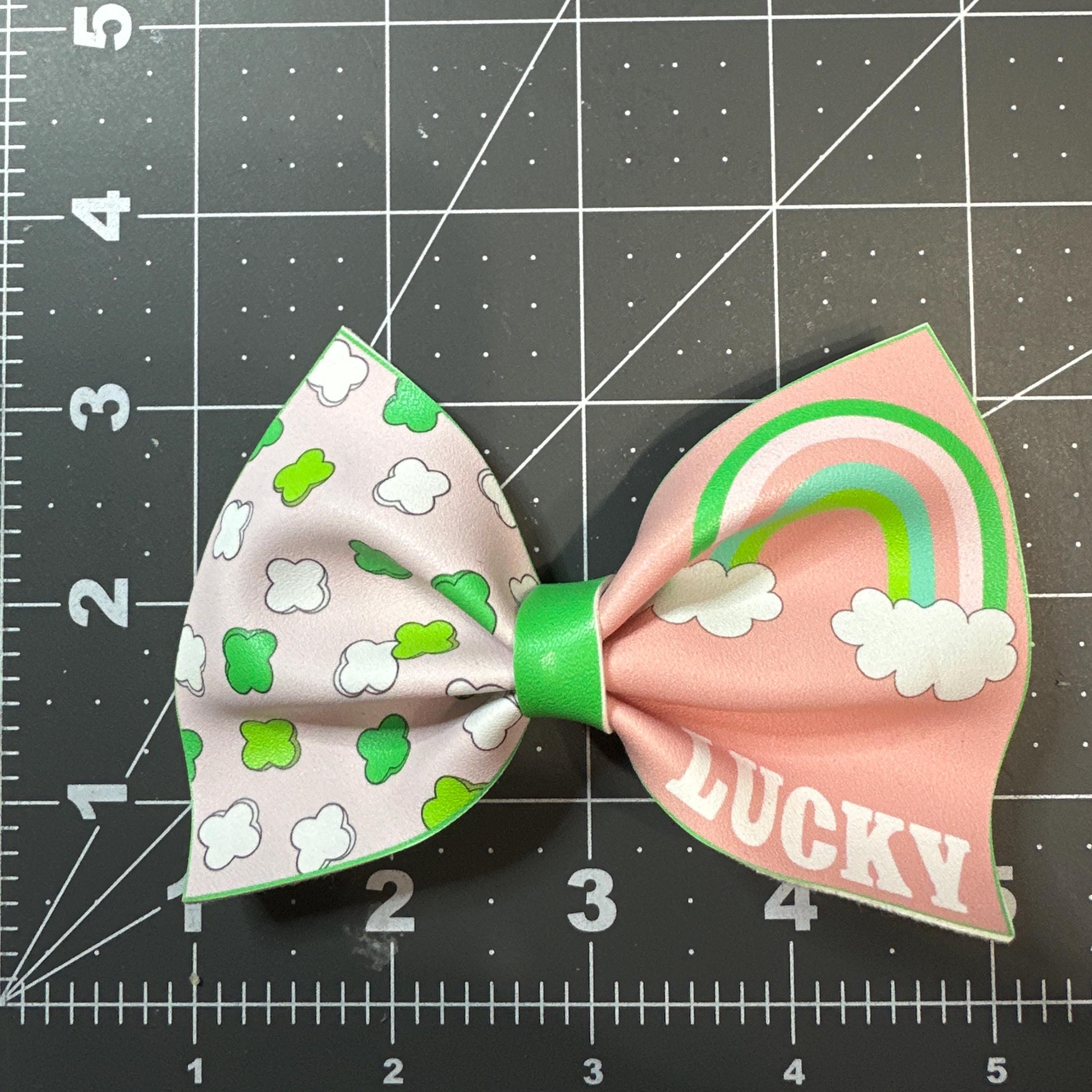 St Patrick's Day Hair Bow, Luck Faux Leather Clip
