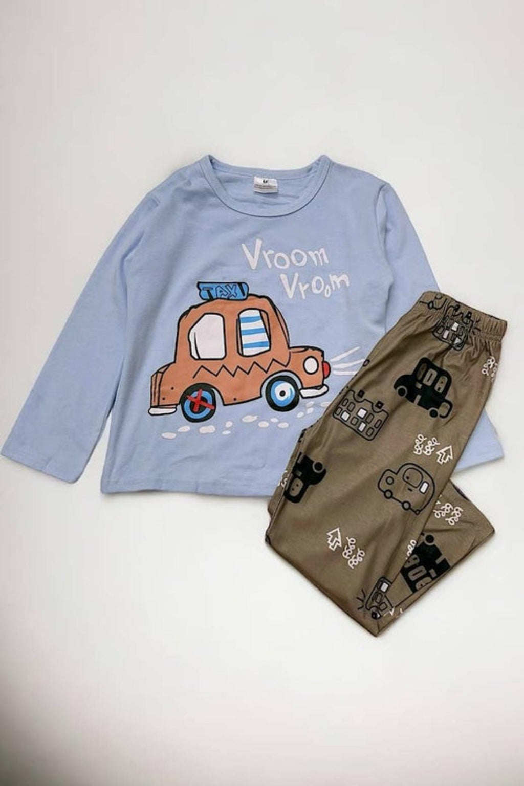 Blue Pajamas Car Printed 2PC Set