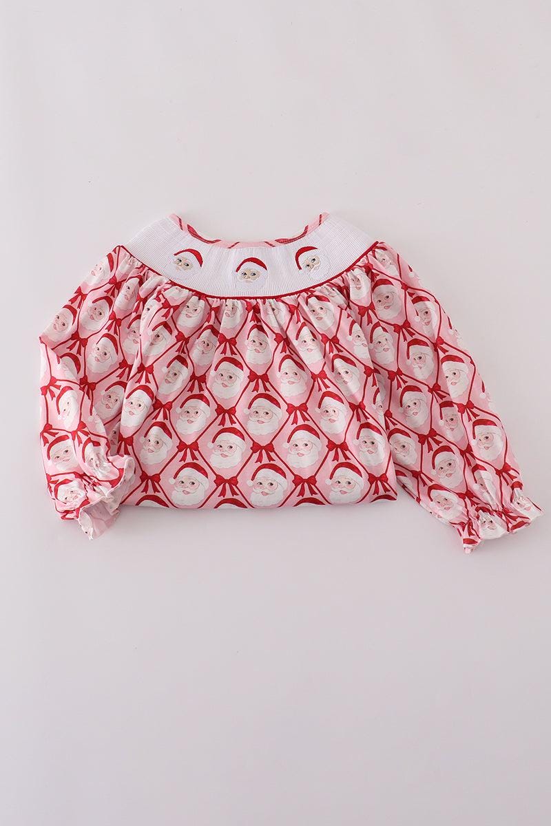 Red Santa Claus smocked dress