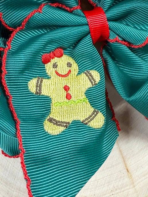 Christmas Embroidered Moonstitch Bow Headband