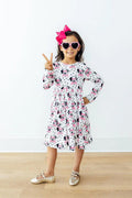 Love You Spots Long Sleeve Pocket Twirl Dress