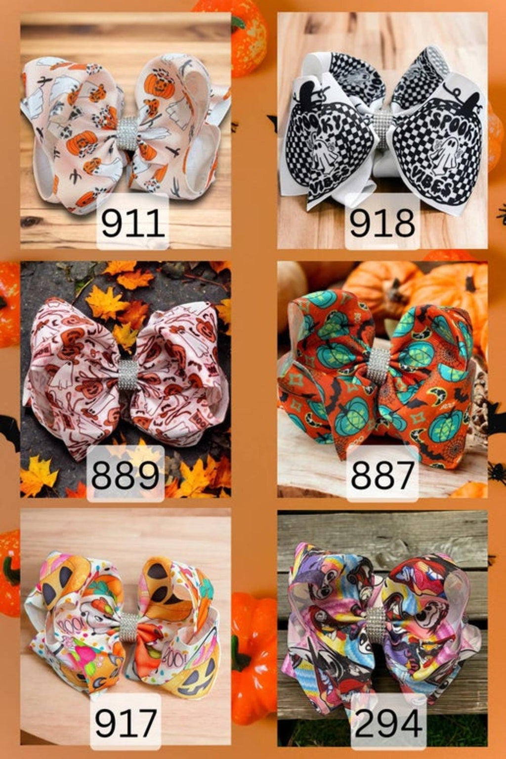 6.5" Halloween double layer printed hair bows
