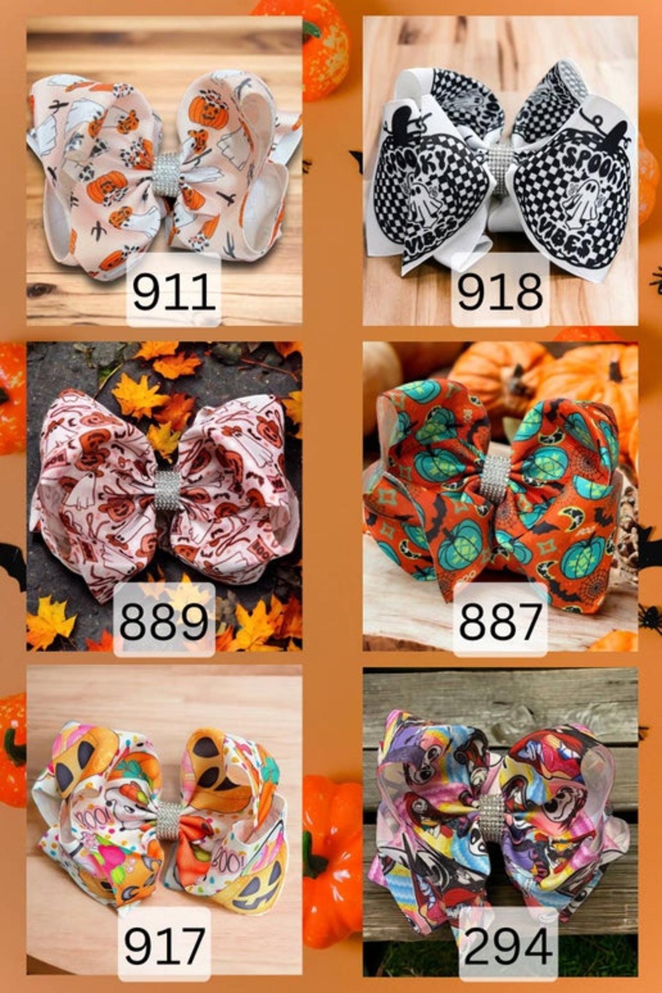 6.5" Halloween double layer printed hair bows