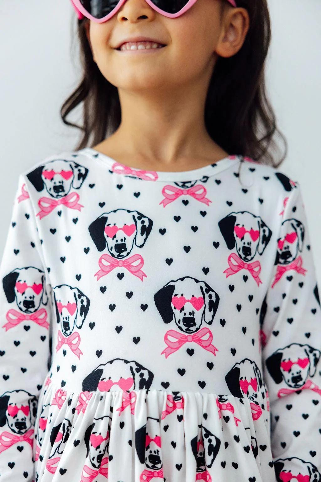 Love You Spots Long Sleeve Pocket Twirl Dress