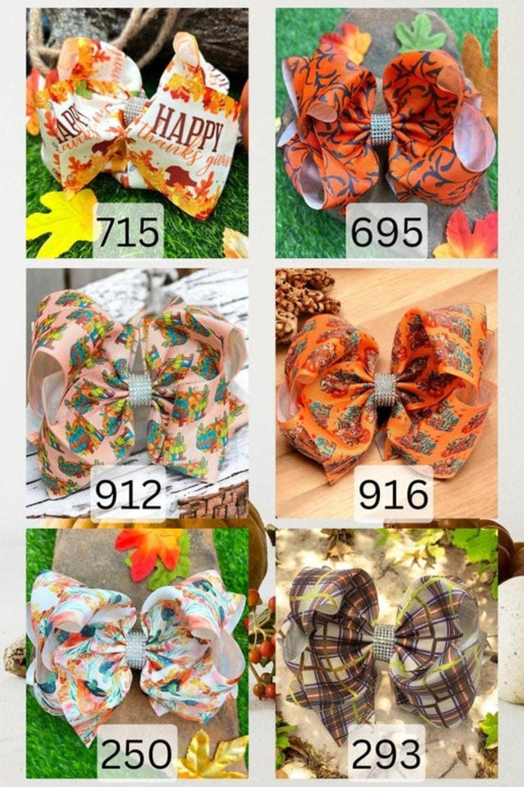 6.5" Double layer fall printed hair bows