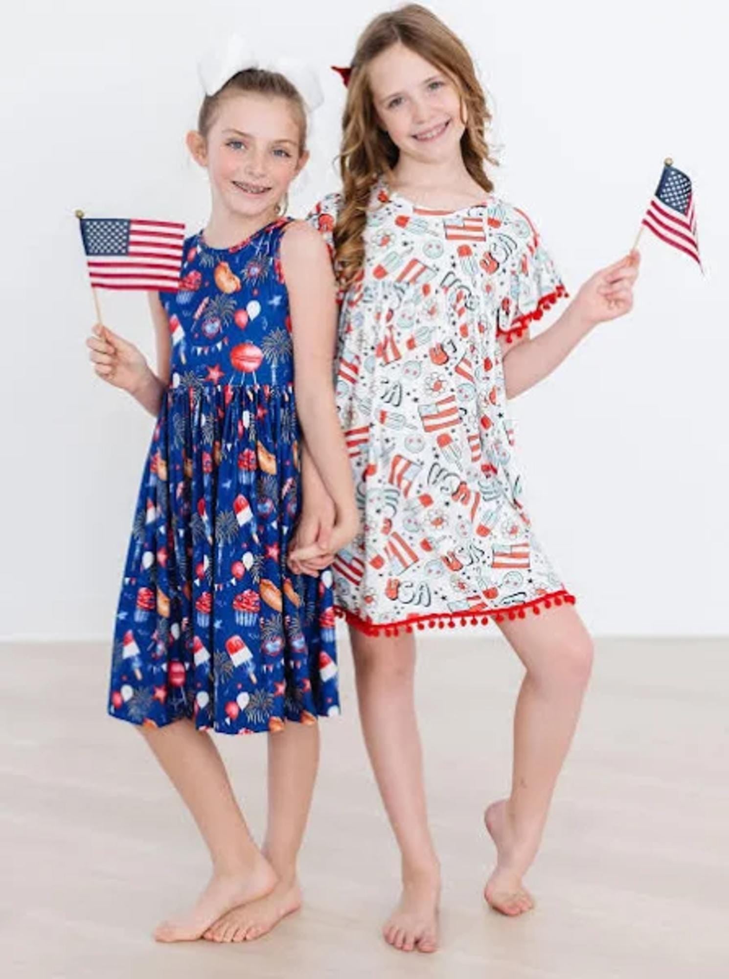 Star Spangled Cutie Pom Pom Dress
