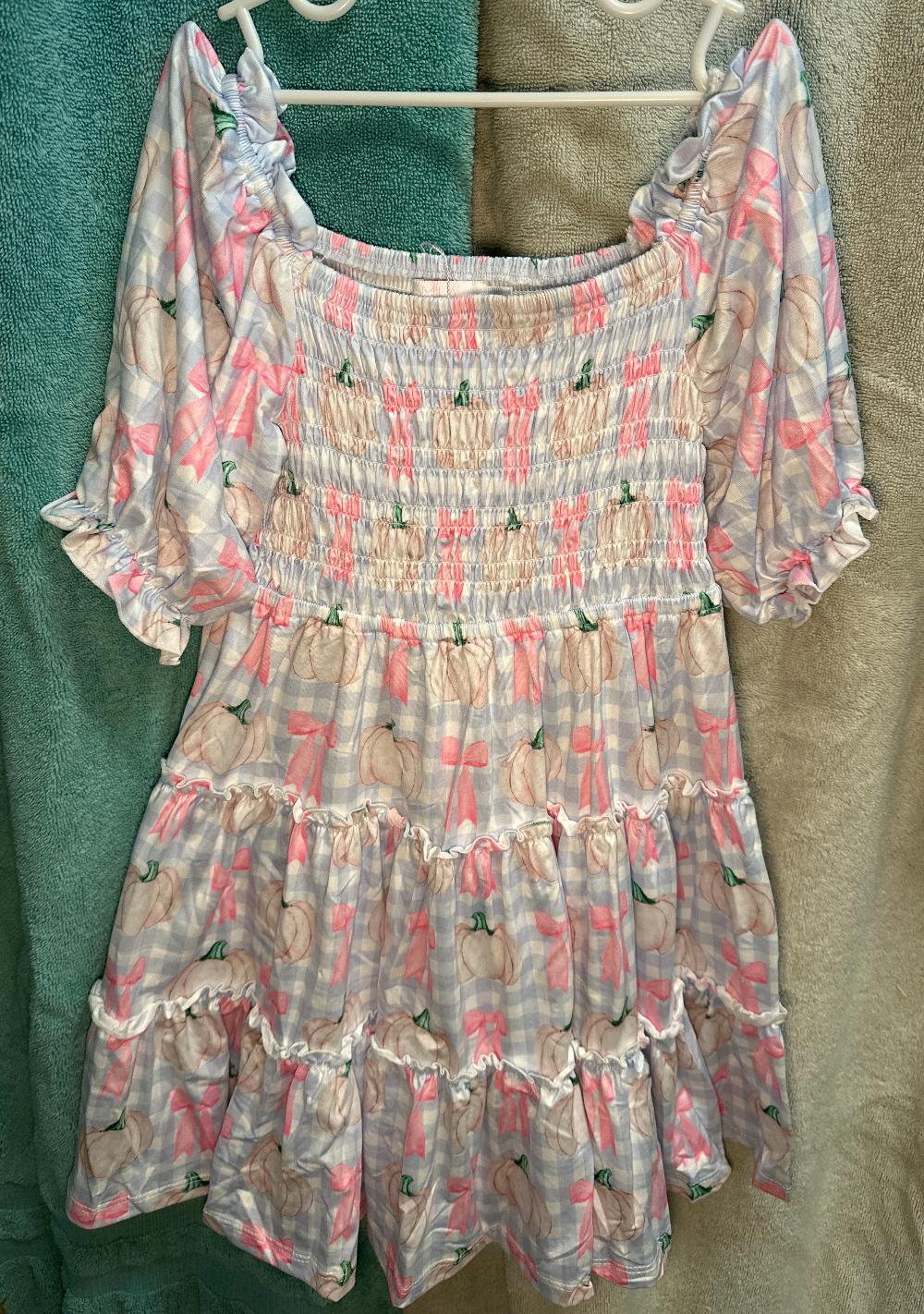 Pumpkin Picnic Smocked Ruffle Dress
