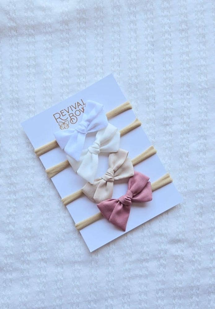 Mini Pinwheel Bow on Headband • Vanilla Cream • Fabric Bow