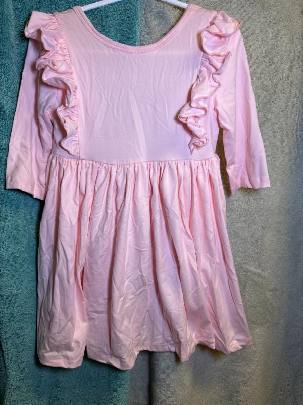 Petal Pink 3/4 Ruffle Twirl Dress