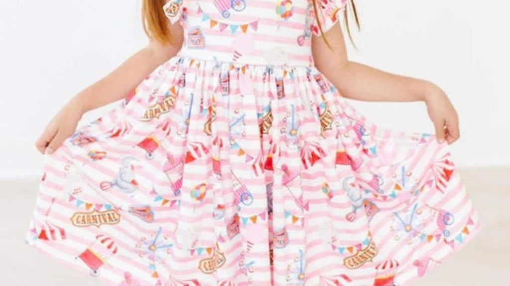 Off to the Circus Flutter Sleeve Twirl Dress