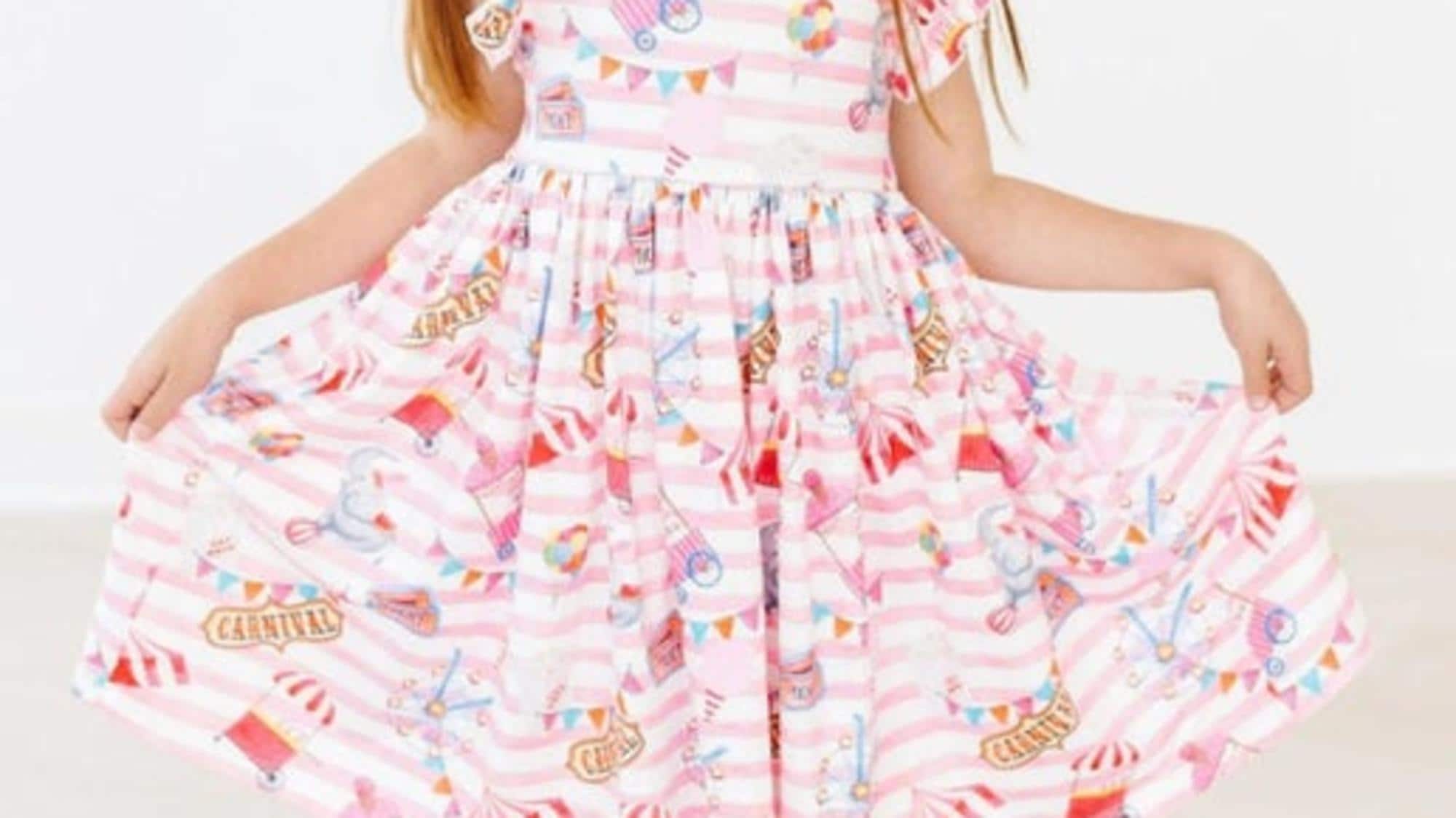 Off to the Circus Flutter Sleeve Twirl Dress