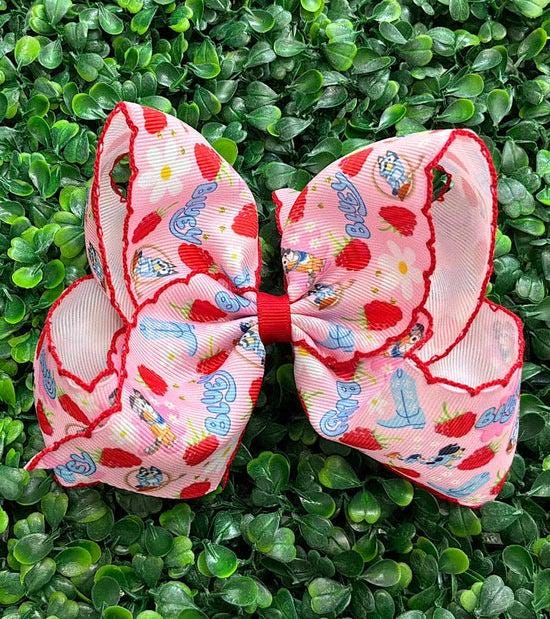 5" Multi printed hair bows with moon stitch trim