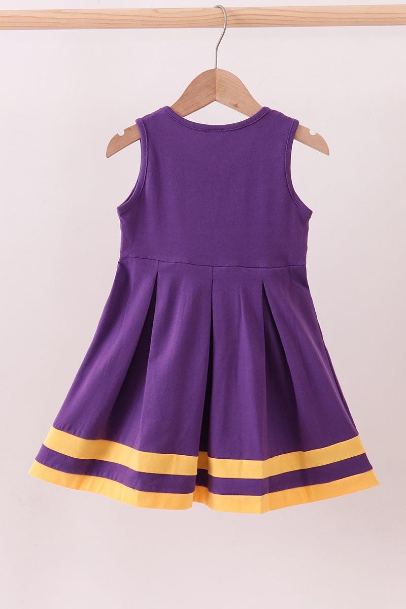 Purple LSU Go Team embroidery ruffle dress
