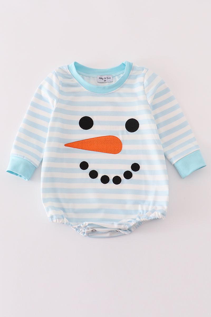 Blue snowman embroidery stripe bubble