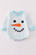 Blue snowman embroidery stripe bubble