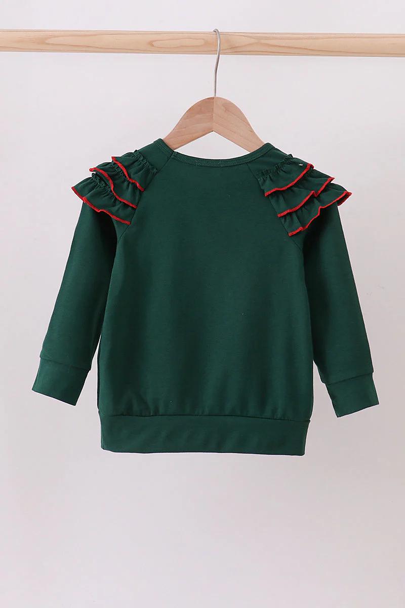 Forest Santa Claus applique ruffle top