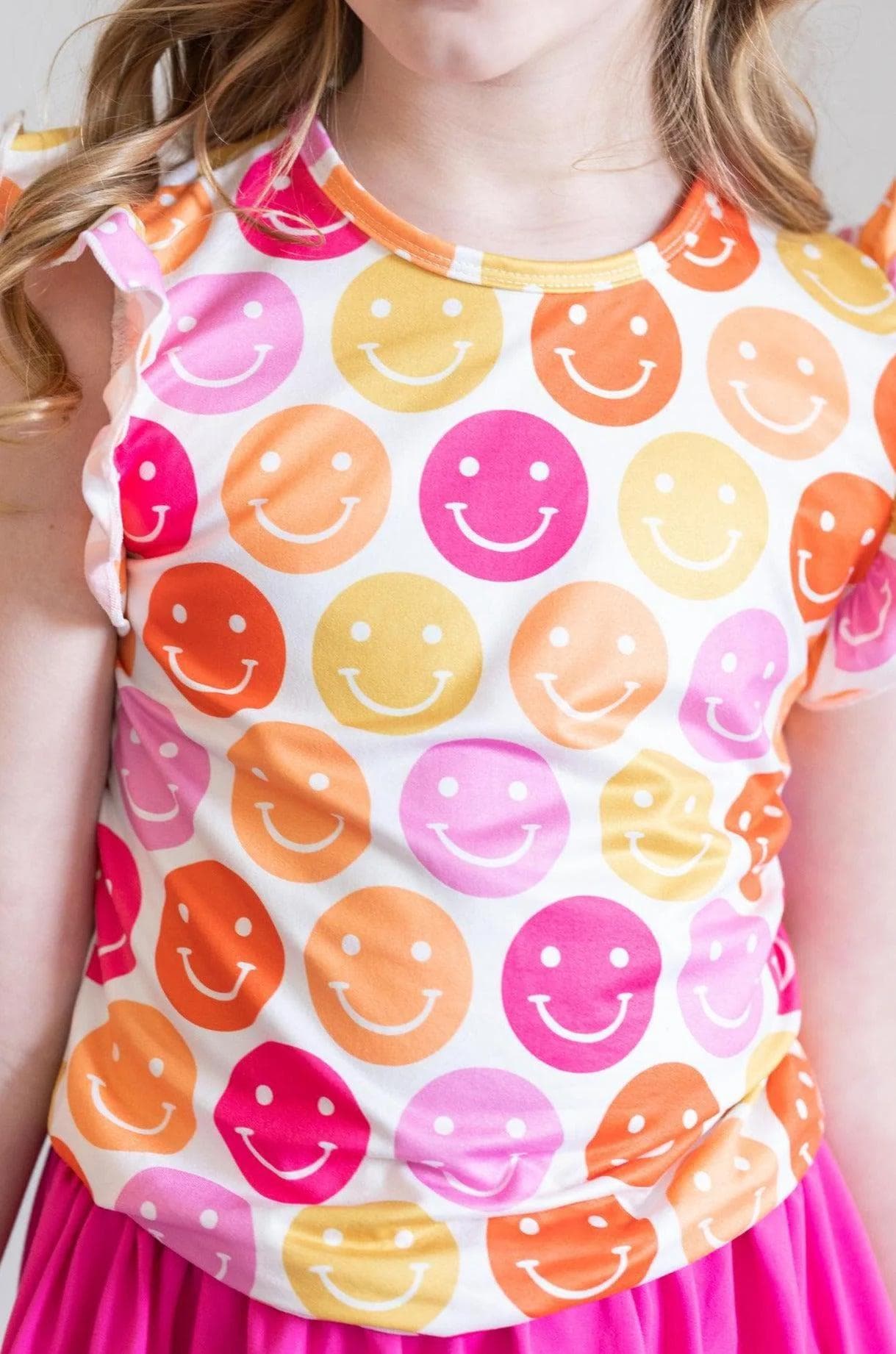 Don't Worry, Be Hippy Short Sleeve Ruffle Tee