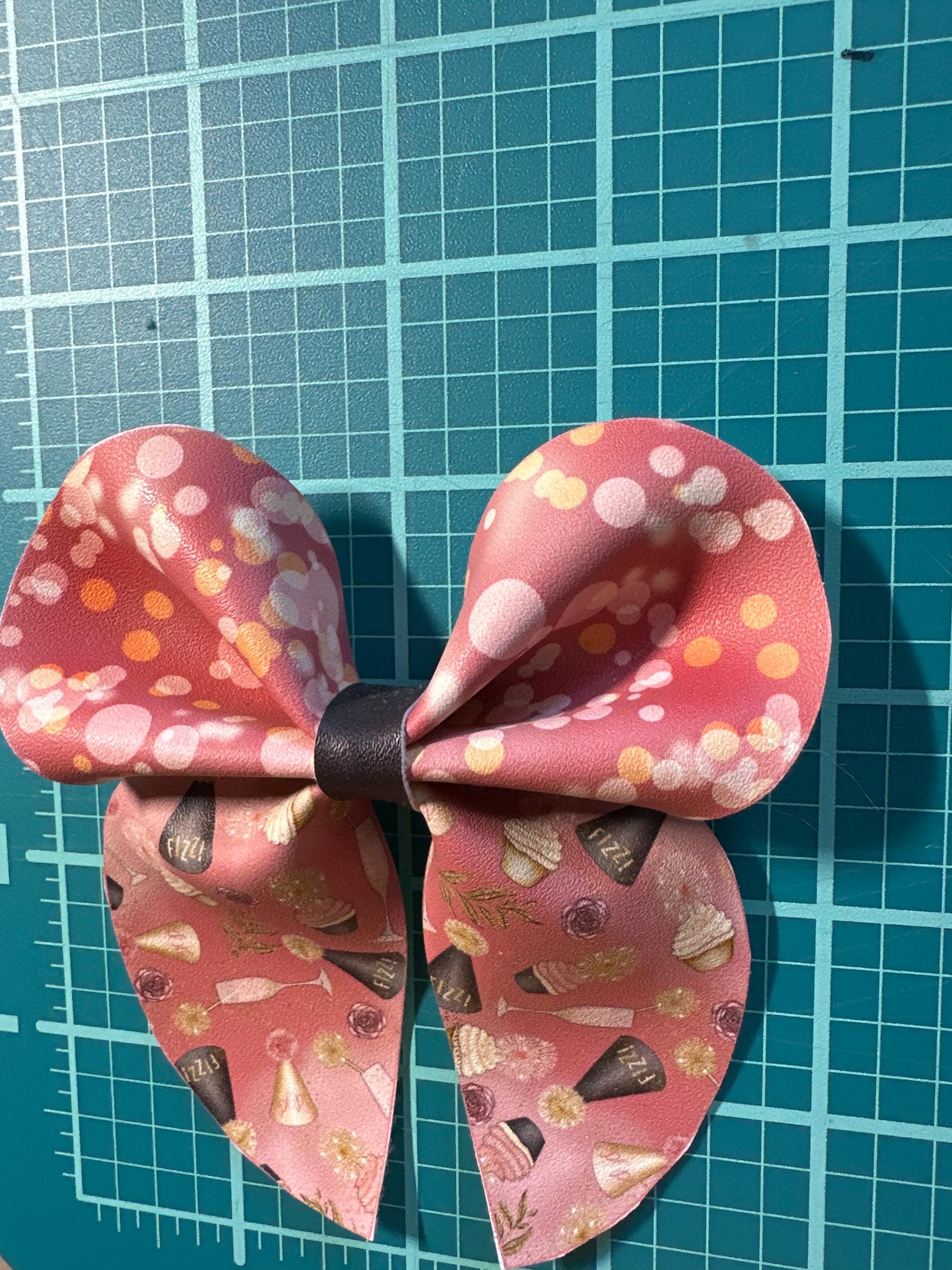 Pink Champagne Bubble Sailor Faux Leather Hair bows