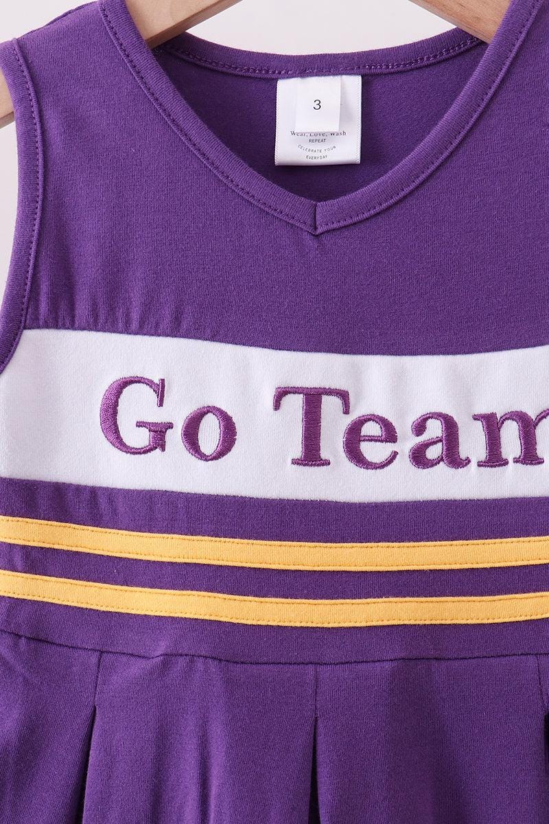 Purple LSU Go Team embroidery ruffle dress