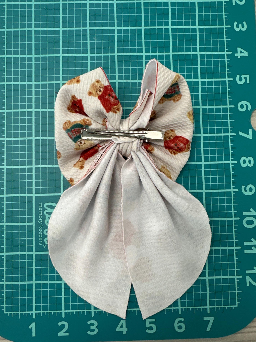 Vintage Christmas Flowy Sailor Fabric Hair Bows