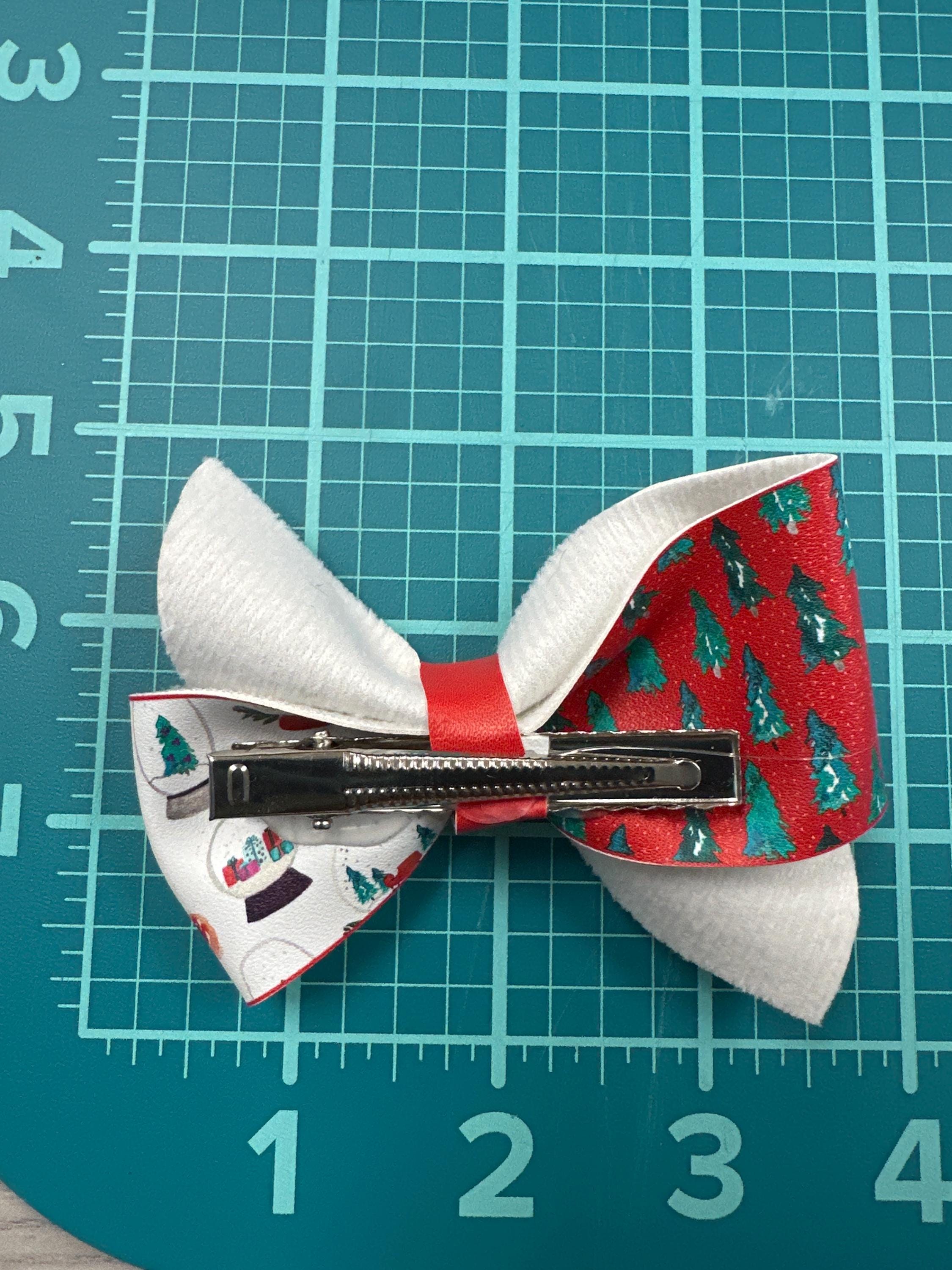 Christmas Forest Pinwheel Faux Leather Hair bows
