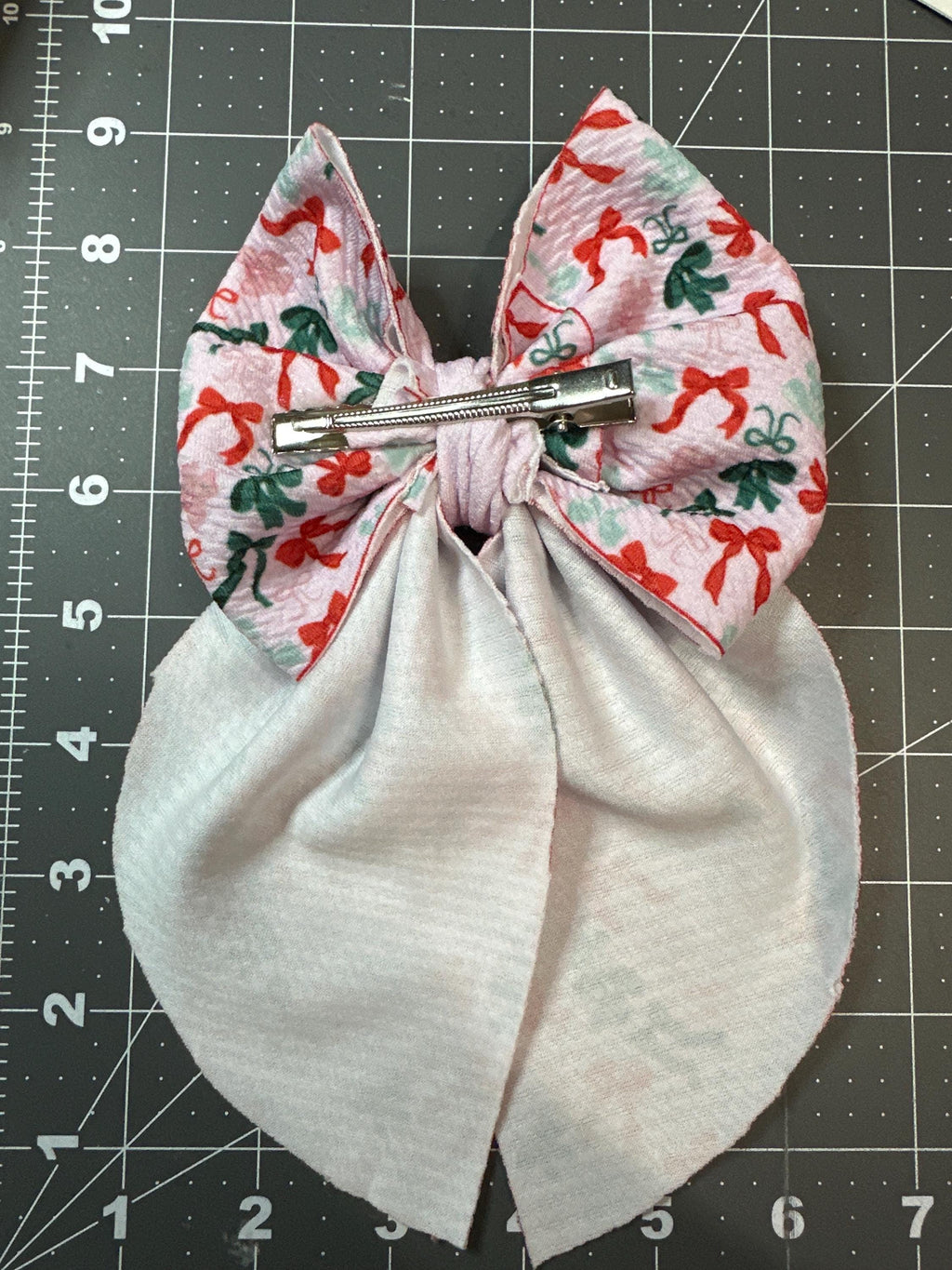 Girly Christmas Flowy Sailor Fabric Hair Bows