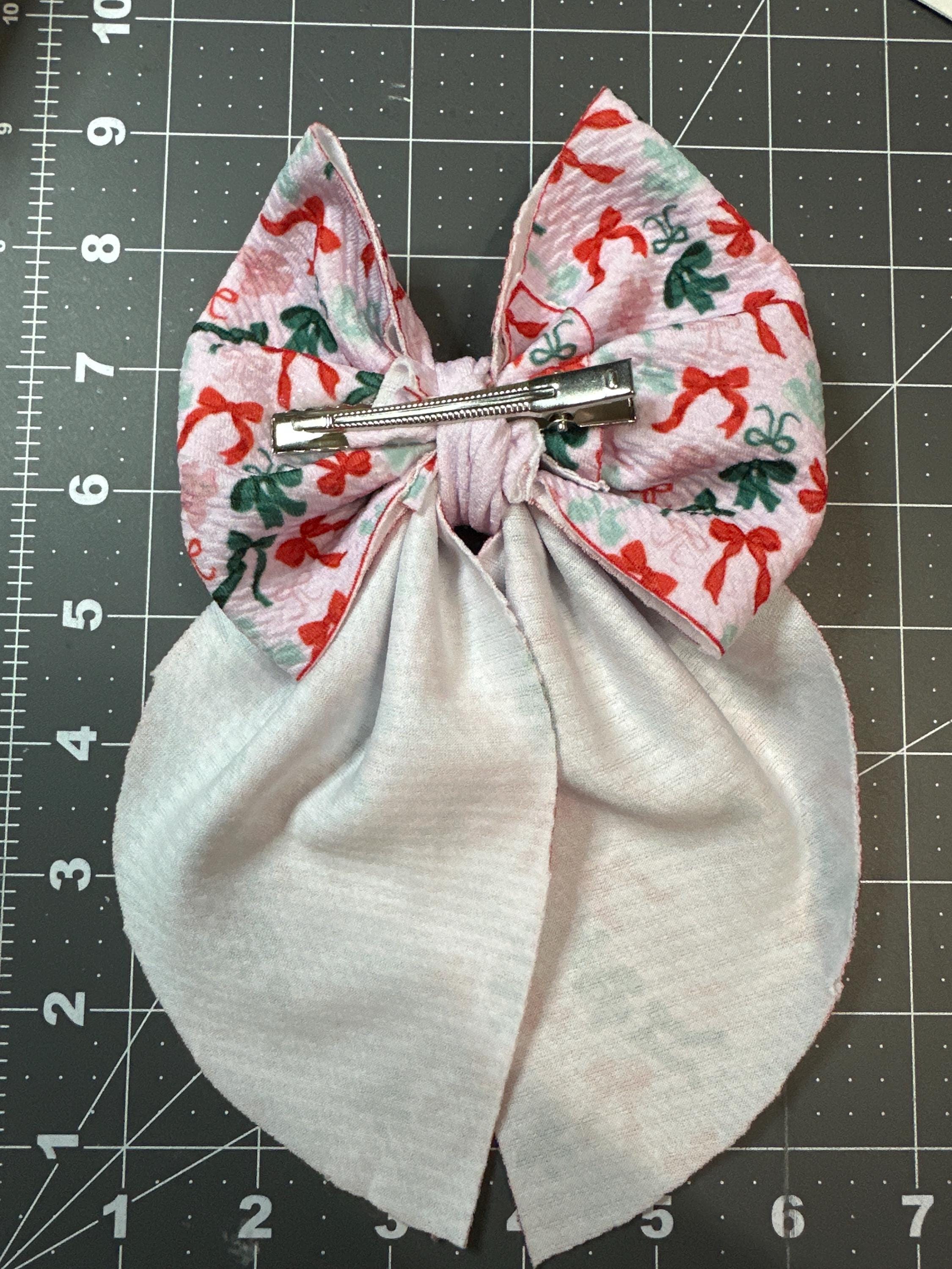 Girly Christmas Flowy Sailor Fabric Hair Bows