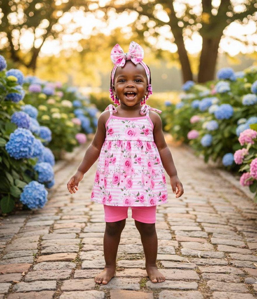 Pink Posies - Shorts Set