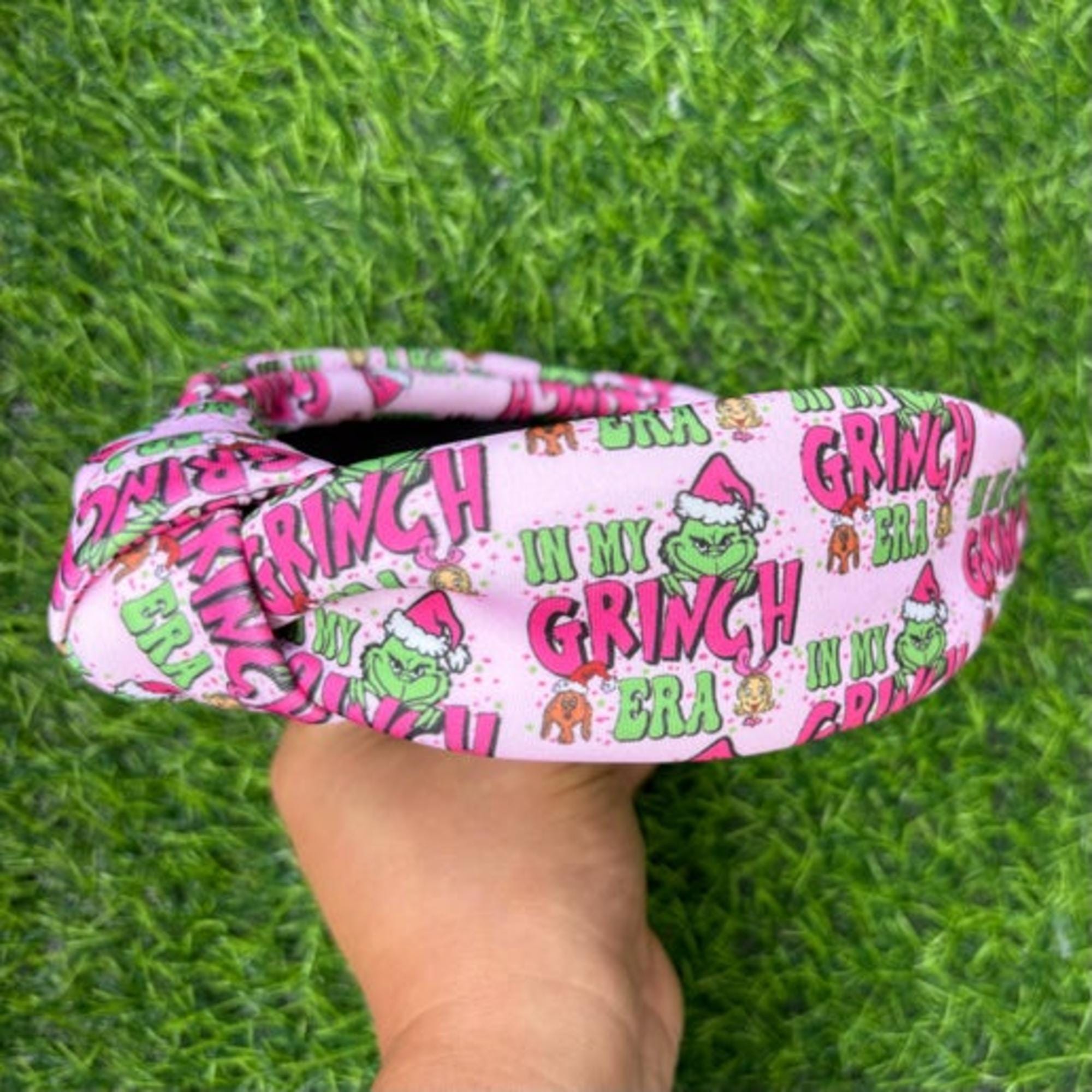 Grinch printed headband from toddler to youth.
