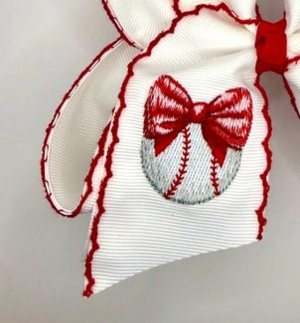 Baseball Moonstitch Bow
