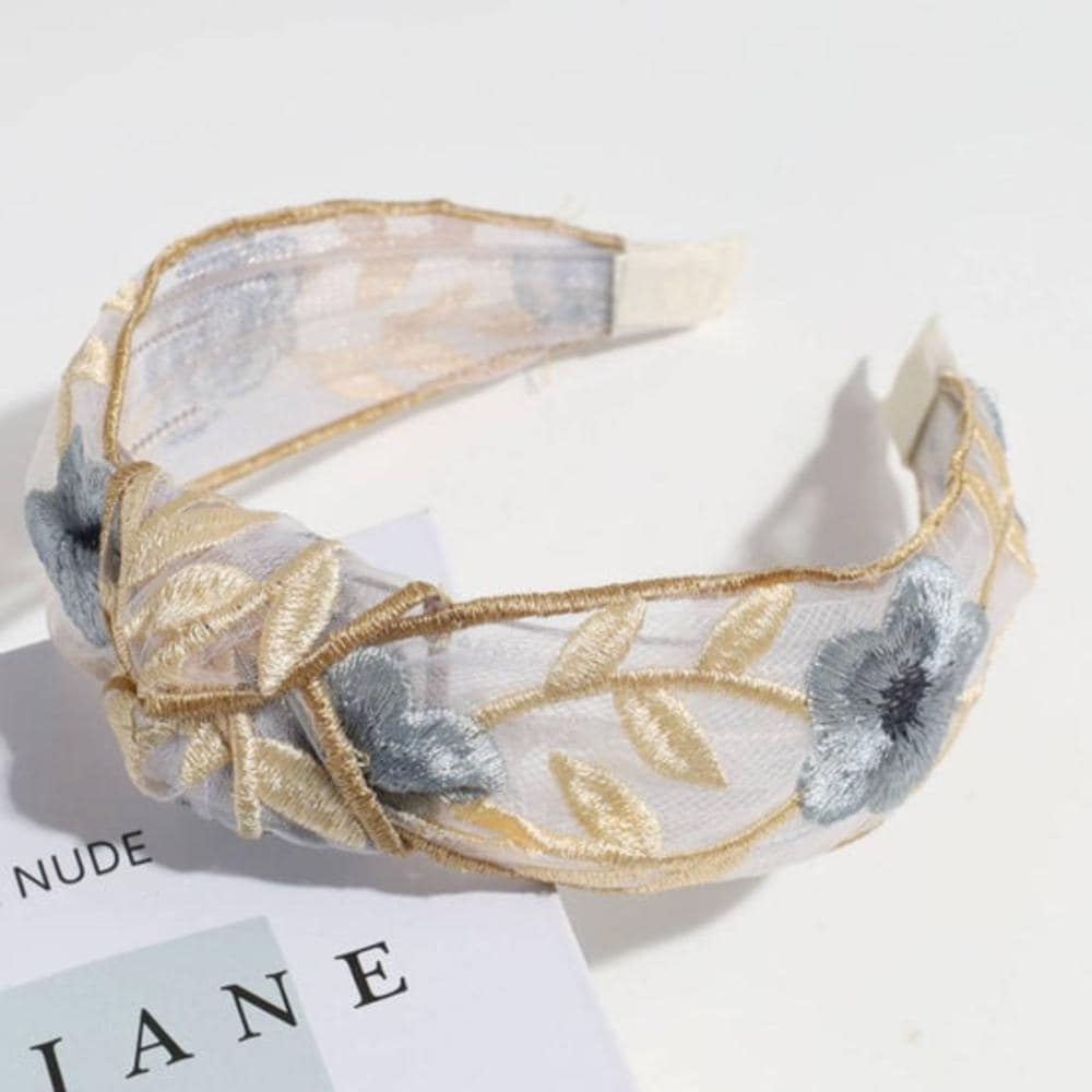 French Pastoral Mesh Floral Embroidered Headband